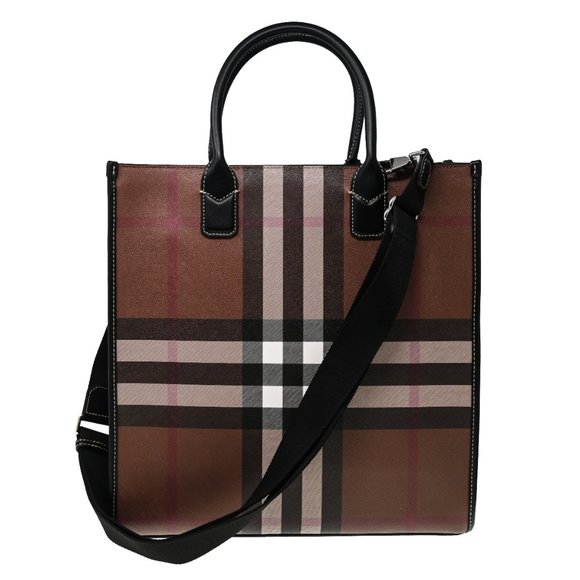 Burberry Unisex Denny Checked Large Tote Bag - Picture 3 of 13